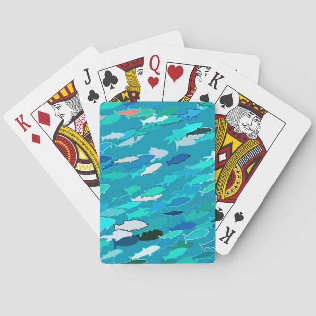 Jeu De Cartes École de Poissons, Turquoise, Bleu et Aqua (dos)