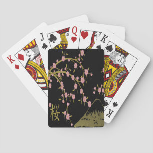 Jeu De Cartes Écran Japonais Rose Sakura Or Noir