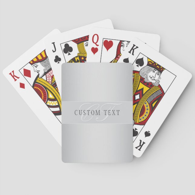 Jeu De Cartes Écriture élégante de monogramme modifiable | Gris (dos)