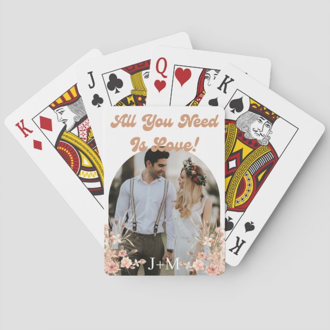 Jeu De Cartes écriture rétro arche botanique boho photo mariage (dos)