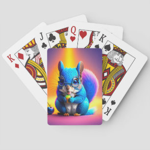 Jeu De Cartes Écureuil Bleu Mangeant Un Fruit