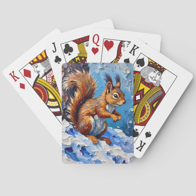 Jeu De Cartes Écureuil brun dans la neige (dos)