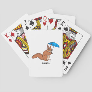 Jeu De Cartes Écureuil rouge mignon avec dessin animé parapluie