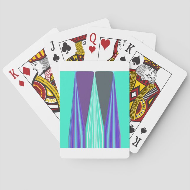 Jeu De Cartes Edgy Blue Purple Cyan Chevron Art Imprimer (dos)