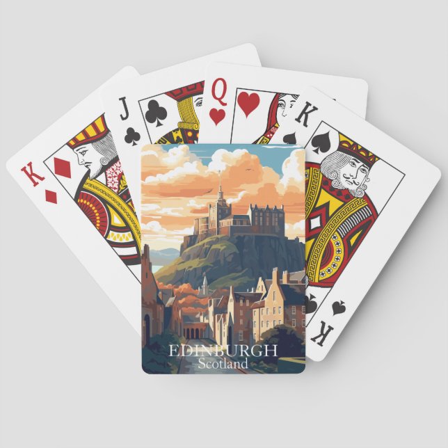 Jeu De Cartes Edimbourg, Ecosse Château Voyage Rétro (dos)