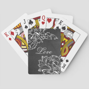 Jeu De Cartes effets de craie à motif floral à la main