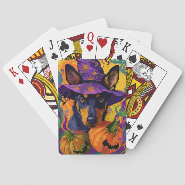 Jeu De Cartes Éffrayant australien Kelpie Citrouille Halloween (dos)