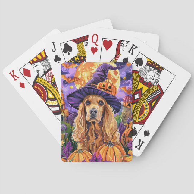 Jeu De Cartes Éffrayant Cocker Spaniel Dog Halloween Witch Citro (dos)