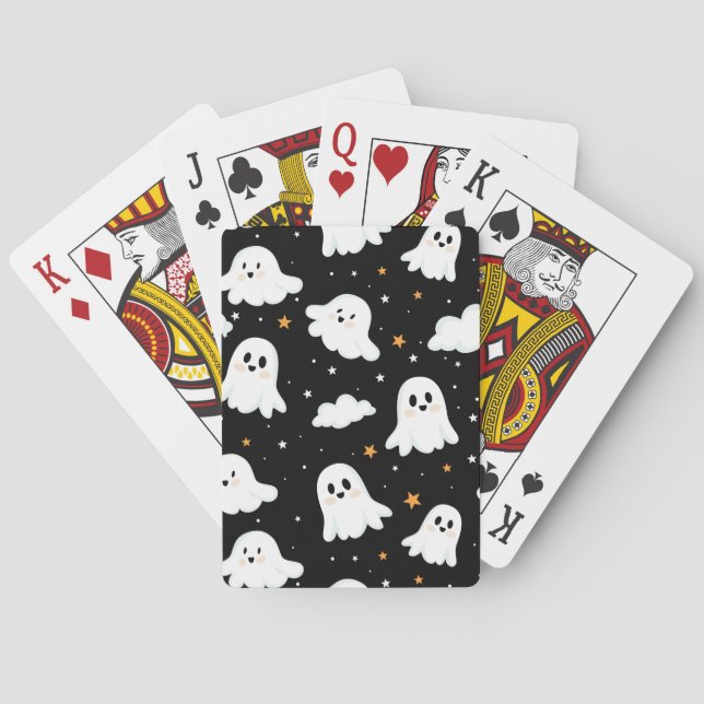 Jeu De Cartes Éffrayant mignon Halloween Ghost Nuageux Star Sky (dos)