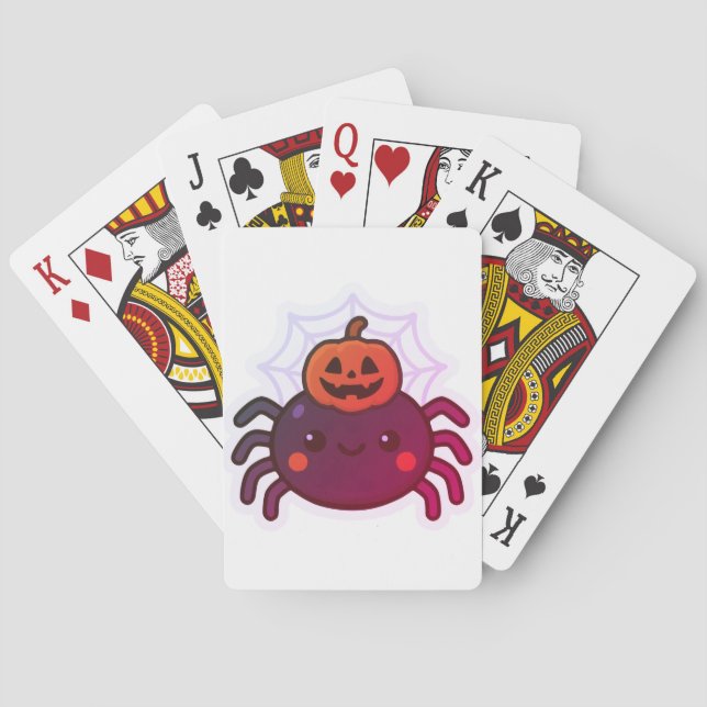 Jeu De Cartes Éffrayante mignonne Kawaii Araignée d'Halloween (dos)