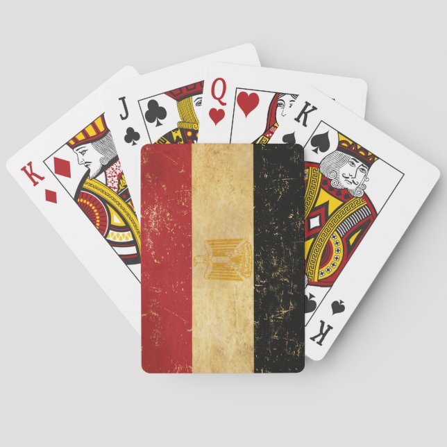 Jeu De Cartes Égypte Drapeau Vintage Grunge Design (dos)