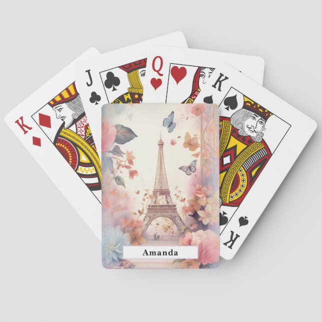 Jeu De Cartes Eiffel Tower Butterflies and Flowers (dos)