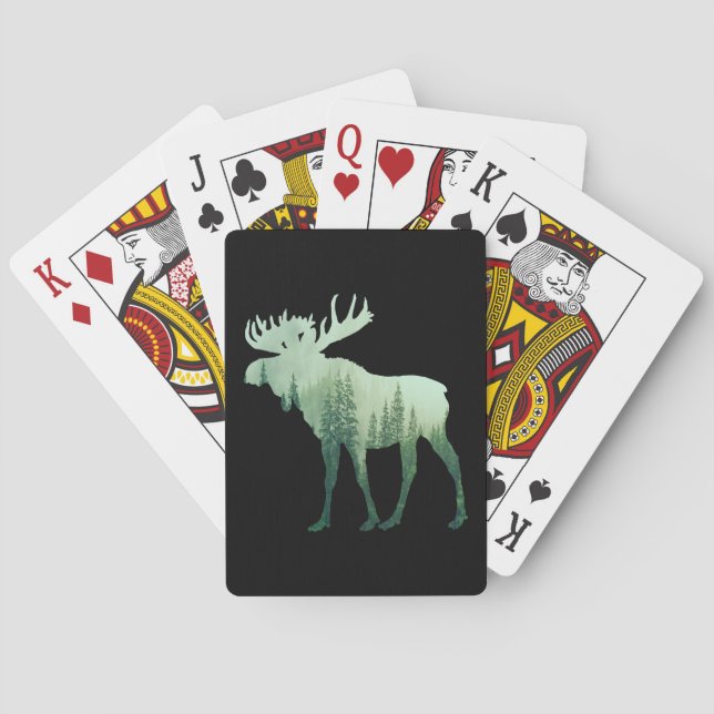 Jeu De Cartes Élan Cerf Et Forêt Nature (dos)