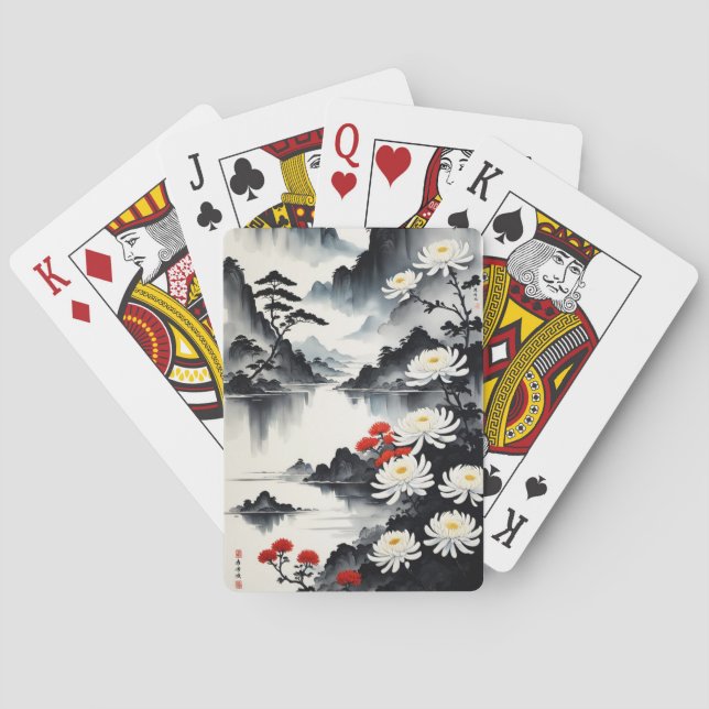 Jeu De Cartes Elégance en Fleur : Harmonie Florale et Paysage (dos)