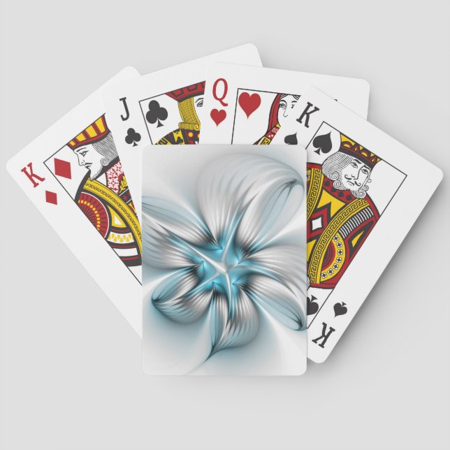 Jeu De Cartes Élégance florale Art moderne Abstrait bleu fractal (dos)