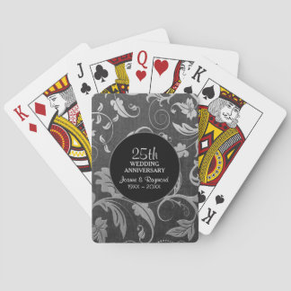 Jeu De Cartes Elégance florale d'argent 25ème version 2 Annivers