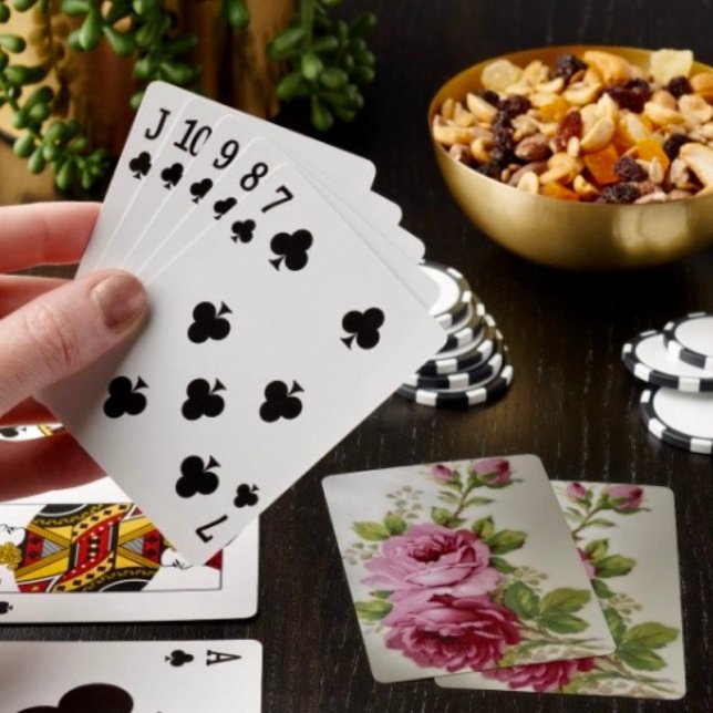 Jeu De Cartes Élégance Rose Vintage (Poker cards easy to shuffle, smooth card stock. Dimensions: 2.5" x 3.5”. )