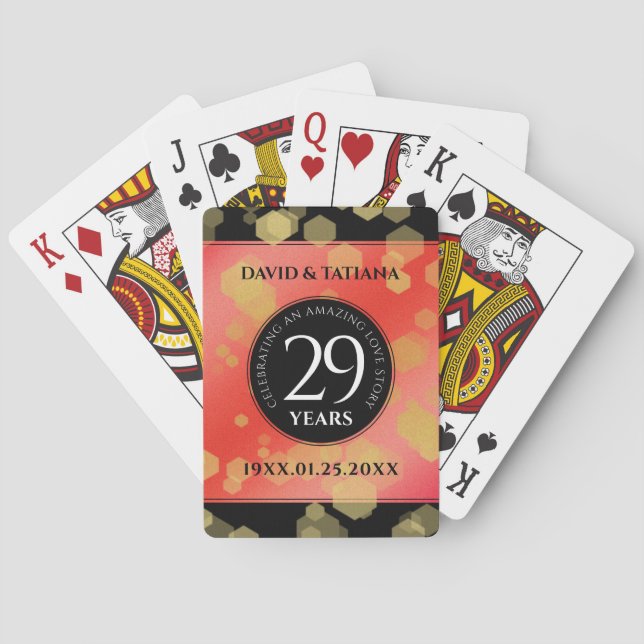Jeu De Cartes Élégant 29e anniversaire du Mariage Garnet (dos)