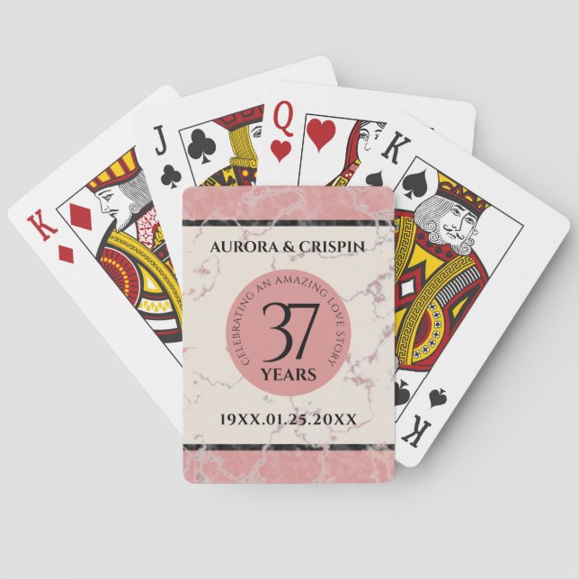 Jeu De Cartes Élégant 37e anniversaire du Mariage Alabaster (dos)