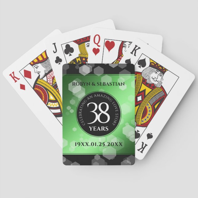 Jeu De Cartes Élégant 38e anniversaire du Mariage Emeraude (dos)