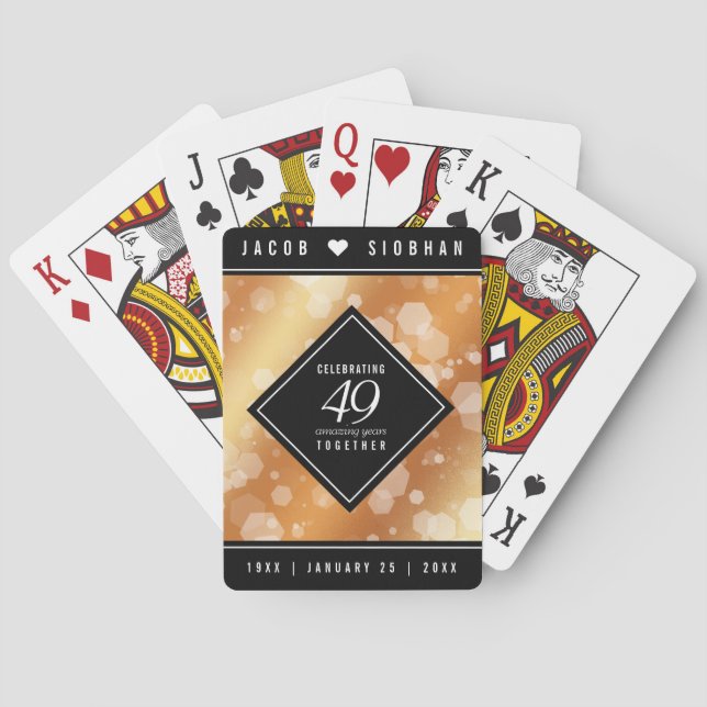 Jeu De Cartes Élégant 49ème anniversaire de Mariage de cuivre (dos)