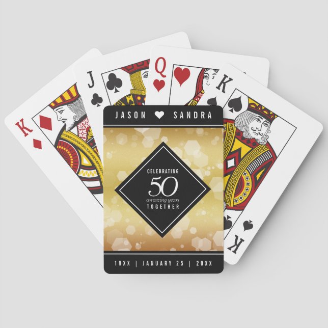 Jeu De Cartes Élégant 50e anniversaire de Mariage d'or (dos)