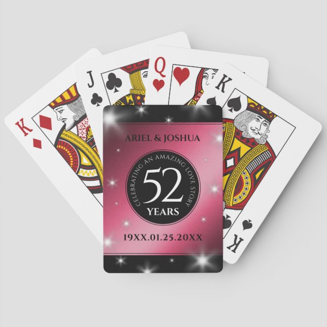 Jeu De Cartes Élégant 52ème anniversaire de Mariage de rubis éto (dos)