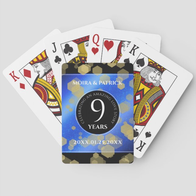 Jeu De Cartes Élégant 9e anniversaire Mariage Lapis Lazuli (dos)