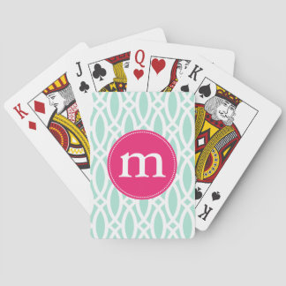 Jeu De Cartes Elégant Aqua Blue Modern Trellis Personnalisé