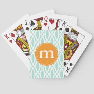 Jeu De Cartes Elégant Aqua Blue Modern Trellis Personnalisé