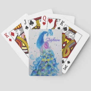 Jeu De Cartes Élégant aquarelle paon couleurs pastel pour femmes