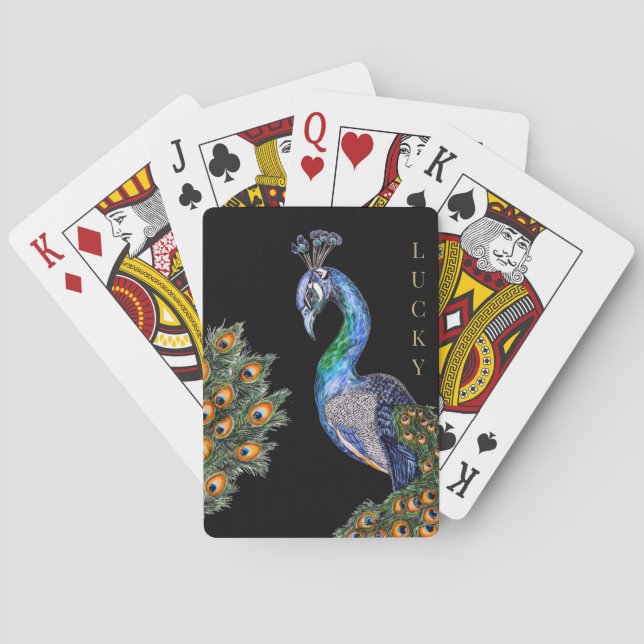 Jeu De Cartes Elégant aquarelle Peacock Lucky (dos)