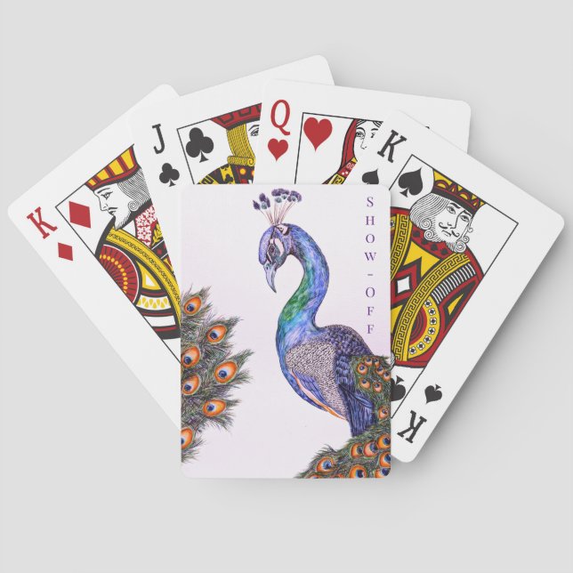 Jeu De Cartes Elégant Aquarelle Peacock personnalisable (dos)