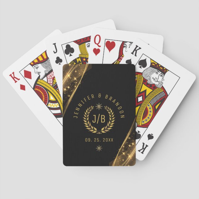 Jeu De Cartes Elégant Black Gold Laurel Treat Design festif (dos)