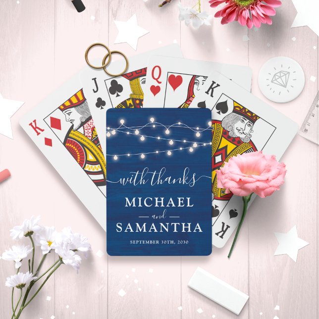 Jeu De Cartes Elégant Bleu Bois Rustique Mariage Favoriser Merci (Makes a perfect wedding party favor to thank your guests for attending your special day. )