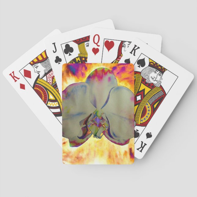 Jeu De Cartes Elégant boho abstrait aquarelle orchidée peinture (dos)