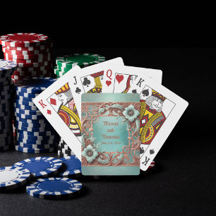 Jeu De Cartes Elégant cadre en cuivre turquoise