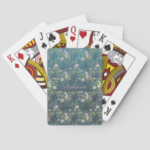 Jeu De Cartes Élégant Fleurs Sauvages Rustiques Sur Le Monogramm