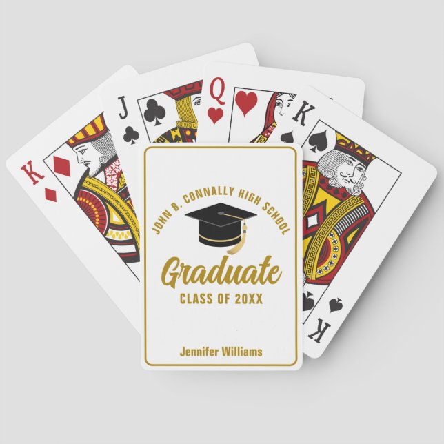 Jeu De Cartes Élégant Gold Graduation Custom 2025 Graduate (dos)