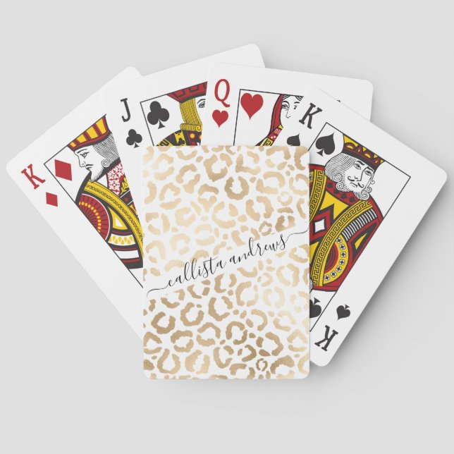 Jeu De Cartes Elegant Gold White Leopard Cheetah Animal Print (dos)