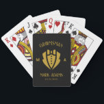 Jeu De Cartes Élégant Groomsmen Cadeau Tuxedo Monogramme personn<br><div class="desc">Célébrez votre journée spéciale avec cette magnifique carte de jeu moderne inspirée de l'époque, les cadeaux Groomsmen, le mélange parfait de l'élégance classique et de l'atmosphère contemporaine. Ces cartes de jeu méticuleusement conçues sont plus qu'un simple jeu de cartes ; elles sont un cadeau customisé et personnalisé qui ajoute une...</div>