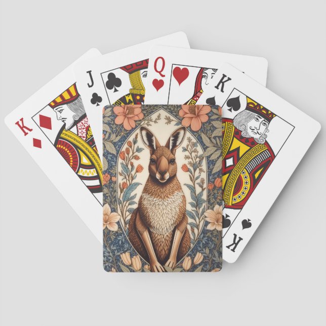 Jeu De Cartes Élégant Kangourou Inspiré de William Morris  (dos)