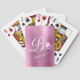 Jeu De Cartes Élégant Lavande et rose Personnalisé Monogramme No