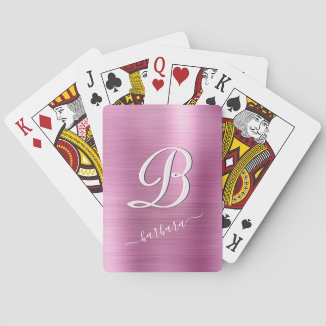 Jeu De Cartes Élégant Lavande rose Nom du monogramme (dos)
