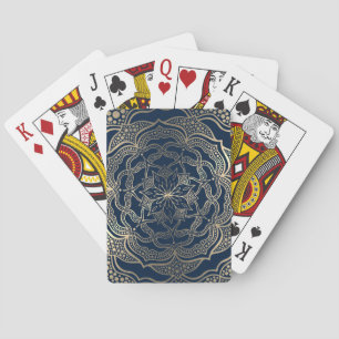 Jeu De Cartes Elégant Mandala Art Boho Gold et Navy Blue Luxury