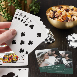 Jeu De Cartes Élégant Mariage de calligraphie photo Emerald Gree