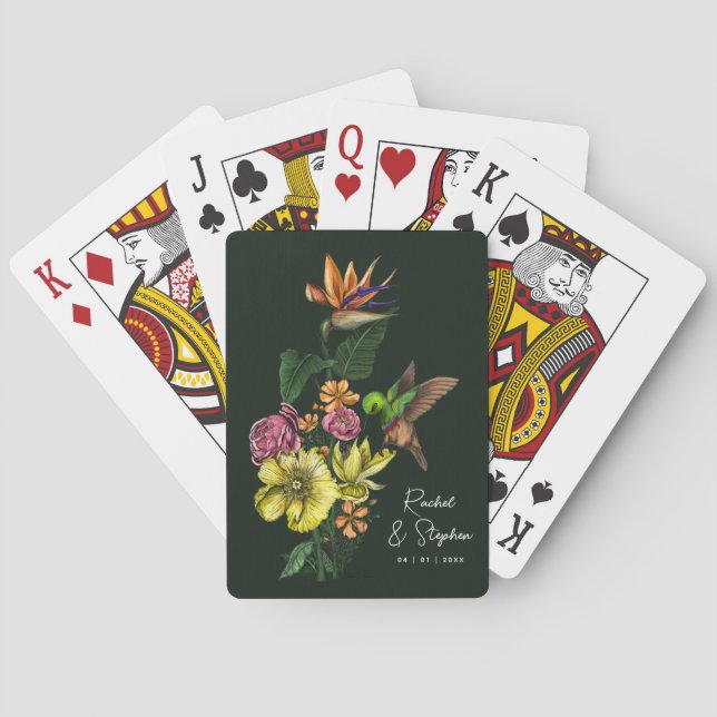 Jeu De Cartes Élégant Mariage d'été tropical de colibri (dos)