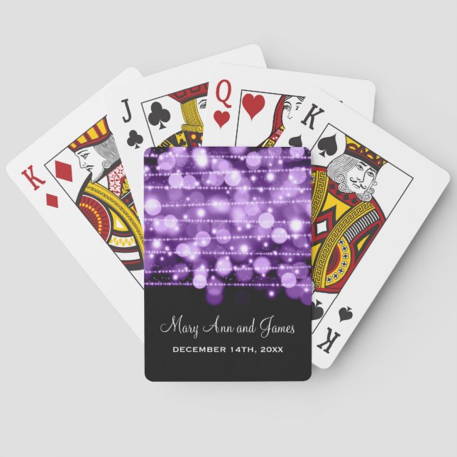 Jeu De Cartes Élégant Mariage Favor Party Éclats violet (dos)