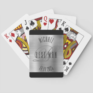 Jeu De Cartes Élégant Mariage Monogramme du Témoin