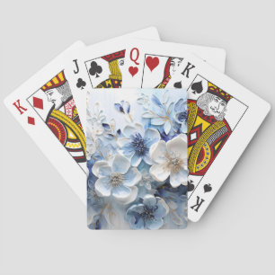 Jeu De Cartes Élégant Moderne Botanique Florale Bleu Blanc